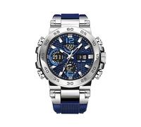 Generico Analogue Digital Watch, Waterproof Wrist Watch with Display | Durable Chronograph for Daily Activities for Outdoor Adventures in the Office, Silver Blue, riferimento alla