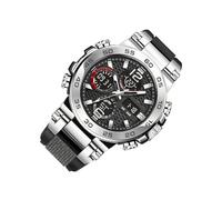 Generico Analogue Digital Watch, Waterproof Wrist Watch with Display | Durable Chronograph for Daily Activities for Outdoor Adventures in the Office, Silver Black, riferimento alla