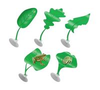Generico Aquarium Decorations - Artificial Leaves Ornamental, Set of 5 for Aquarium Frog Fish, for Amphibious Reptiles Small Animals Pond Aquarium Indoor Outdoor