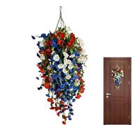 Genérico Artificial Flower - American Patriotic Waterfall 250th ,Red, White And Blue Artificial Plants And Flowers | Home Wall Indoor Porch Patio Garden Patriotic
