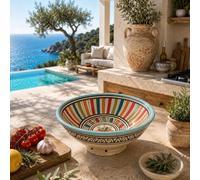 Generico Artisan Moroccan Terracotta Ceramic Bowl Diameter 20 cm -Hanging, Decorative and Serving - Elegance and Versatility for Your Home 0207261419
