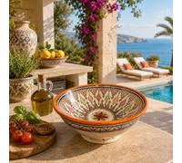Generico Artisan Moroccan Terracotta Ceramic Bowl Diameter 20 cm -Hanging, Decorative and Serving - Elegance and Versatility for Your Home 0207261420