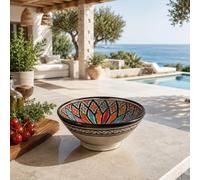 Generico Artisan Moroccan Terracotta Ceramic Bowl Diameter 20 cm -Hanging, Decorative and Serving - Elegance and Versatility for Your Home 0207261402