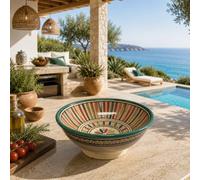 Generico Artisan Moroccan Terracotta Ceramic Bowl Diameter 20 cm -Hanging, Decorative and Serving - Elegance and Versatility for Your Home 0207261415