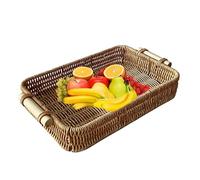 Generico Bandeja de Ratán - Bandejas Rectangular Multiusos | Decorative Bandejja with Asa para Hogar, Cocina, Frutas, Verduras, Servicio, Exhibición, Mesa de Café, Comedor, Sala