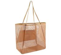 Generico Beach Mesh Bag for Summer, Large Capacity, with an Inner Folding Pocket, Mesh Bags for the Beach, Suitable for Travel, Holiday, Swimming and Shopping, brown, Fare riferimento alla descrizione