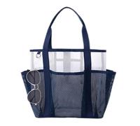 Generico Beach Mesh Tote Bag - Foldable Large Portable Tote | Beach Bag - Outdoor Activities, Outdoor, Vacation, Pool, Swimming, Camping, Boating, Picnic And The, blue navy, riferimento alla