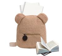 Genérico Bear Ears Backpack: Plush 10 Inch Reliable Stuffed Plush Material, Secure Double Zippers, Adjustable Harness for Kids | Perfect Soft Companion, Khaki, Consulte la descripción