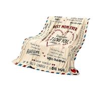 Genérico Best Mum Ever Fleece Blanket, for Mom, Blanket for Couch or Bed, Personalized Style Gift for Mother's Day, Birthday or Christmas, Home from Son Daughter