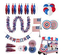 Generico Bicycle Wheel Spoke Decorations - Red and Blue Patriotic Flags Kit | Bike Decoration Set | for Memorial Day Events, Independence Party, Party and Gatherings on the 4th of July