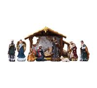 Genérico Birth 12 Pieces, Religious Figures of the Birth of Jesus in Resin, Decorative Figurines of the Catholic Christian Nativity for Home and Fireplace as Christmas Ornament for Christmas