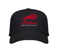 Genérico Black Cap for Men with Indian Motorcycle Logo - 5 Panel Style, 100% Cotton, 340 g/m²: A Touch of Authenticity and Adventure on Every Ride, Black/White, One Size
