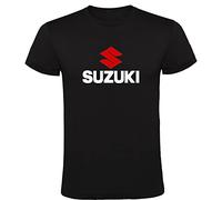 Genérico Black T-shirt Man 100% Cotton Suzuki Fan Shirt, Black/White, XL