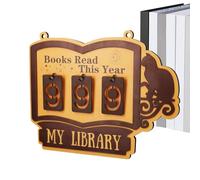 Generico Book Counting Sign, Hanging Wooden Bookcase Decoration - Counter Reading Goals | for Corner Study Workstation Home Living Room Library Wall