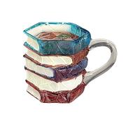 Genérico Book Mug,200ml Tumbler with Dyed Finish,Cup With Stacked Books In 3D And Handle | For Women Reading Lovers Librarian Writers Christmas Birthday Latte