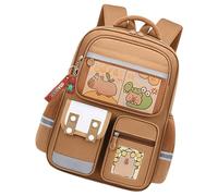Generico Boys Cartoon Animal Backpack Casual Capibara Single Pendant Accessory Travel Camping Lightweight Student Bag for Kids Daily Use, brown, riferimento alla descrizione, Please refer to