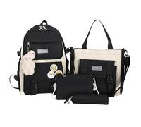 Generico Boys Laptop Backpack - 4 Piece Primary School Backpack Set with Pencil Case, Shoulder Bag | Outdoor Carry Backpack for Kids, Teens, Black, riferimento alla descrizione, Please refer to