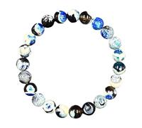 Generico Bracelet with Precious Stones | Natural Stone Beads Bracelet with Elastic | Adjustable Blue Agate Jewellery for Couples Yoga Sports and Outdoor Activities