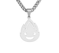 Genérico Calcifer Necklace Howl Moving Castle Pendant Cute Jewelry Anime Chain Stainless Steel Accessory Cosplay Gift for Anime Fans