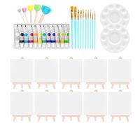 Generico Canvas Painting Set, 10 Pieces Set with Acrylic Paints, Washable and Portable Educational Material for Children Adults Artists at Home School Outdoors