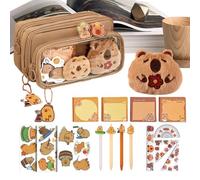 Genérico Capibara Pencil Holder | Cute Pencil Case by Capibara with Accessories | Organizer with Pads Notes Rules for Children Students Primary Christmas Gift