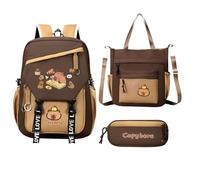 Generico Capybara Backpack, 810g Cartoon Design Bag, Shoulder Bag with Various Compartments, School Travel Accessories for Students Kids Kids, d, riferimento alla descrizione, Please refer to