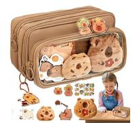 Genérico Capybara Cute Pencil Case - Clear Multi-Layer Large Capacity Pencil Case with Organized Compartments, Easy Access Design for Teenage School Supplies