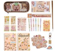 Generico Capybara School Items | Stickers Ruler Pens, Capybara School Stationery Set with Notebook, for Children Boys Girls Classroom Home Office University Christmas Birthday