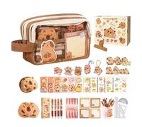 Generico Capybara Stationery Set with Highlighter Stickers Sticky Notes | Pencil Case with Capybara - For School Home Children Boys Birthday Party Gift