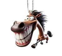 Generico Car Decoration | 2D Acrylic Rearview Mirror Accessories, Horse Shape Caricature Keyring for Bag Man Truck Christmas Party Birthday Woman Gift