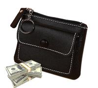 Generico Card Holder for Women, Card Holder for Women - Slim PU Front Pocket Wallets - Girls Wallet Solid Color Zipper Door Coin Purse by, Black, riferimento alla descrizione, Please refer to
