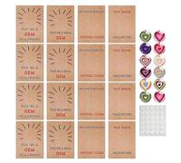 Generico Cards of St. | Postcard with Crystal Heart, 12 Pieces Greeting Cards for Stone Exchange, for Children Boys Friends School Class Office Travel Holidays Birthday