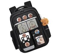 Genérico Carpincho Backpack - Adorable Cartoon School Backpack, Large Waterproof, Badges, School Supplies Children, Aesthetic Animal Kawaii, Black, Consulte la descripción, See description