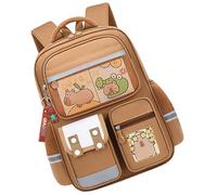 Genérico Carpincho Backpack Animals | School Bag 16.93 Inch Carincho Mohair with 6 Badges | Cute Animal Multi Compartment for Stu Capybaras Casual Backpack, brown, Consulte la descripción, See