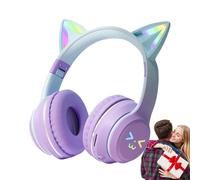 Generico Cat Ear Headphones for Kids Cat | Wireless Foldable Helmets Color Microphone Colorful and LED Light La casa