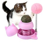 Genérico Cat Grass Ball Toy - Spinning Ball with Spring and Bell | Natural Cat Grass Balls for Walls, Licking Balls for Cat Hygiene and Feline Entertainment