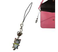 Genérico Cat Phone Charm - Wrist Strap for 12cm Bag Decoration for Anti-lost Key Durable Lanyard | Cat Charm Accessory for Handbag, Bags Pa, Consulte la descripción, Alloy + Acrylic, See description