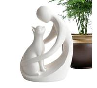Generico Cat Statues Cute Decorative, Pet Memorial Ornament Man, Cat Figurines, Home Decor Figurines, Sturdy Build Design, for Living Room Bedroom Shelf Study Nursery Bedside Bookshelf Display Use
