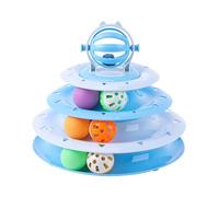 Genérico Cat Toy Rolling Ball Tower: Funny Kitten Enrichment Toy, Interactive Game with Rotating , Multi-Level Rolling Ball Game, E