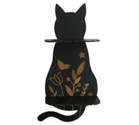 Generico Cat Wall Mounted Display Stand - Wooden Double Tier Cat Shaped Storage Rack Display Stand Organizer Decorative | Ideal for Showing Crystals