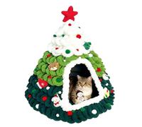 Generico Cave House for Cats - Tree Shaped Shelter with Knitted Warm for Kittens in the Shape of a Den - for Puppies Small Pets Indoor and Outdoor Home for Winter Sleep