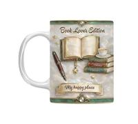 Generico Ceramic Coffee Glasses, Innovative Book Glasses, Stylish with Comfortable Handle, Tea Glasses for Reading Lovers, Office Library Decor with Funny Design, Sign