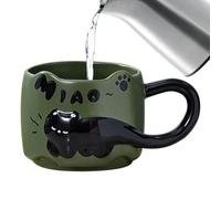 Generico Ceramic - Pro | Drinks Items For Cats - 380ml Stackable Coffee With Cute Ceramic Lily Of The Valley Cat For Animal Lovers Milk Cappuccino Juice Ho