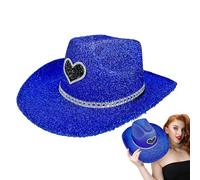 Genérico Chapeau de cowboy scintillant, chapeau de cowboy à paillettes pour hommes | Wester Wide Brim Cowgirl Hat Disco,Accessoires de costumes de casseurs de fête, accessoires de cosplay pour hommes