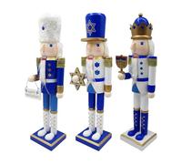 Genérico Characteristic Nutcracker Figure - Wooden Nutcracker - Traditional Painted Figures for Hanukkah | Festive Table Centerpiece in and Blue for Fireplace Sideboard