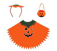Generico Children's Pumpkin Poncho - Role Play Carnival Costume, Halloween Poncho Luminous in the Dark, Costume for Masks and Performance
