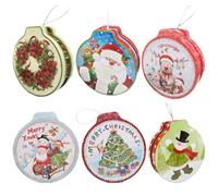 Generico Christmas Cake Containers | 6 Pieces Empty Containers with Lids | Food Storage | Christmas Holiday Baking Party Sweets Chocolate Tea