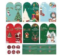 Genérico Christmas Cards With Envelopes,Santa Claus Elk Tree - Christmas Greeting Cards With Envelopes - For Mom Grandma Family Home Office School Stuffers Socks Decorations