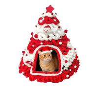 Generico Christmas Cat House - Insulated Warmth Tree Design Knit Warm Nest, Portable Compact Cat Christmas Tree | Natural Aesthetic Appeal for Kitten Small Pet Indoor Outdoor Home Winter Sleeping