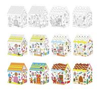 Generico Christmas Coloring House, 12 Pieces Christmas Decoration, DIY Colouring Houses, Teenagers, Adults, Parents, Art Teachers, Birthday, Events, Living Room, Bedroom